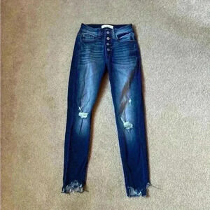 Kancan high rise blue distressed jeans in size 24